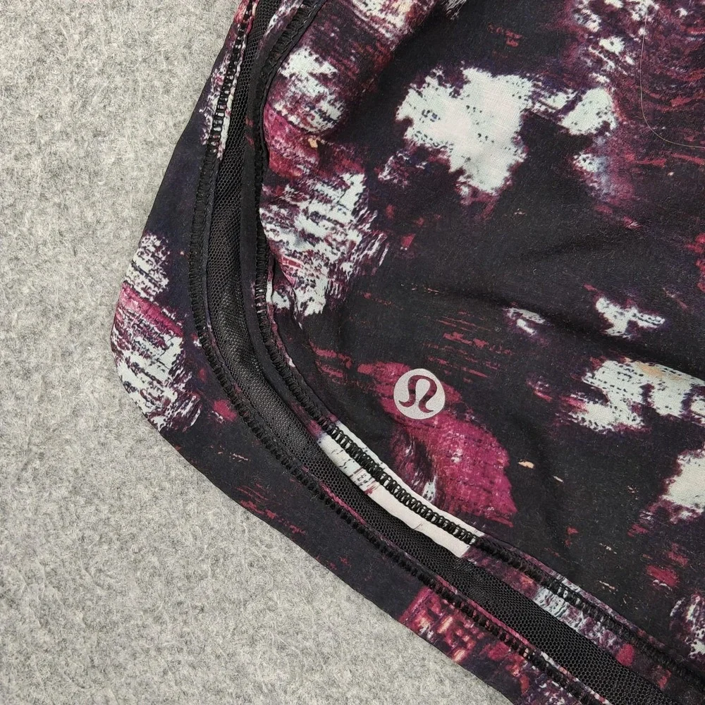 Lululemon Running Shorts Womens 6 Multicolor Print Lined Drawstring Zip Pocket - Picture 5 of 9